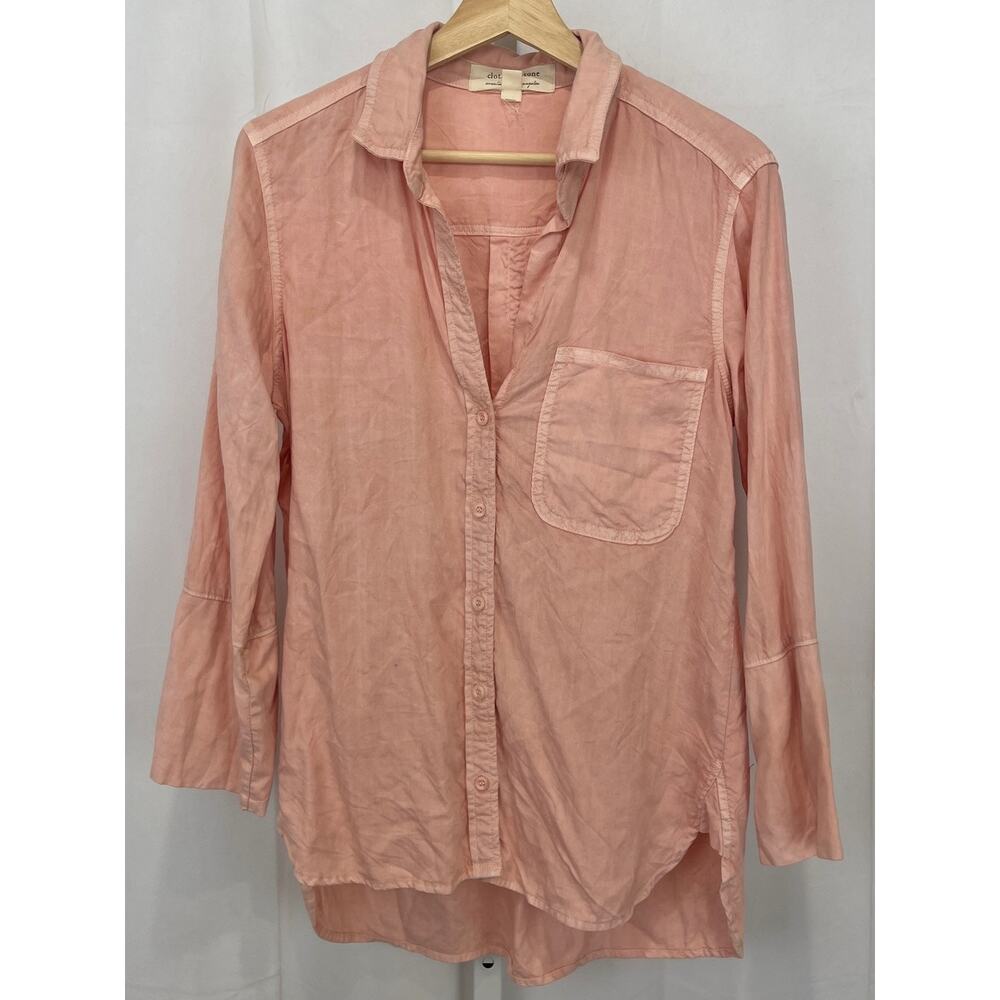 CLOTH & STONE Shirttail Button Down Shirt Long Sleeve Tencel Pink Size S - Picture 9 of 9